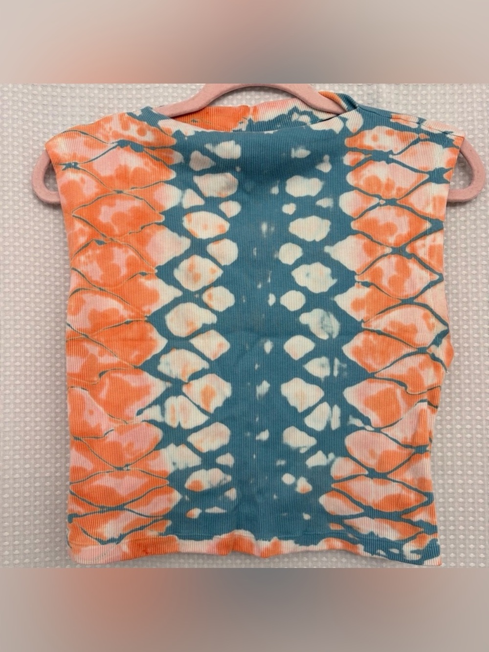 Young Fabulous & Broke Tie Dye Ribbed Cap Sleeve Top Medium Blue Orange cotton